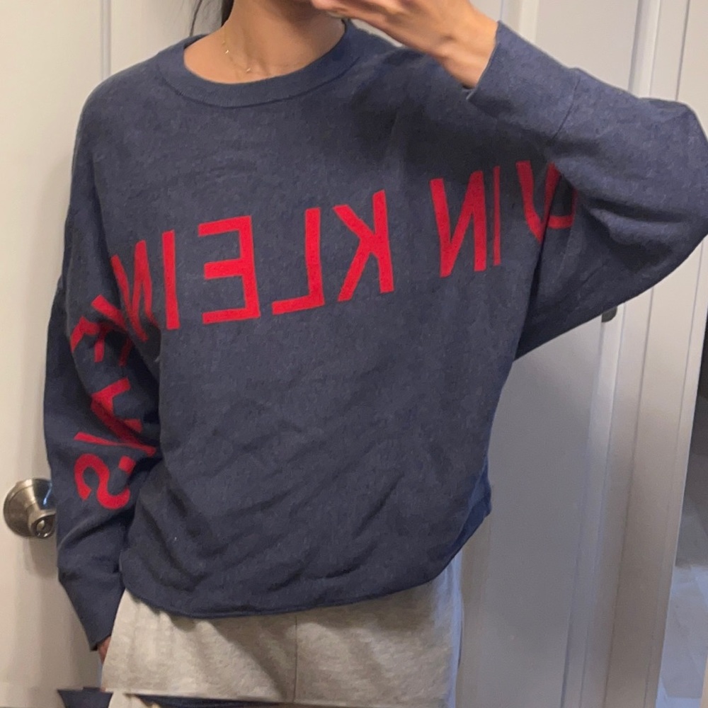 Calvin Klein Blue Knit Logo Sweater